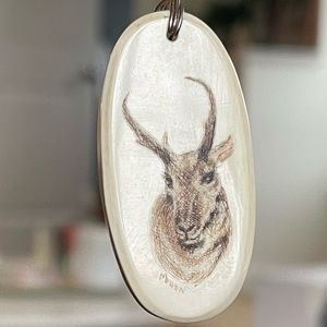 Vintage hand-painted deer pendant